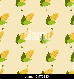 Corn seamless pattern cute background. Vector cute corns seamless pattern isolated. Corn seamless background. Vector illustration Stock Vector