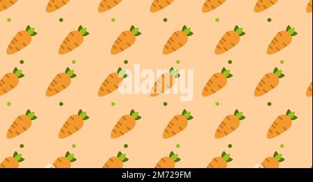 Carrot seamless pattern cute background. Vector cute carrots seamless pattern isolated. Carrot seamless background. Vector illustration Stock Vector