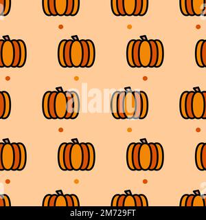 Pumpkin seamless pattern cute background. Vector cute pumpkins seamless pattern isolated. Pumpkin seamless background. Vector illustration Stock Vector