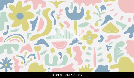 Colourful of baby pattern. Floral summer. Childish pattern. Kids colorful pattern with hand drawn abstract elements. Vector illustration Stock Vector