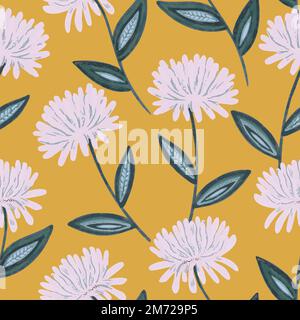 Seamless pattern with stylized chrysanthemum. Hand drawn vector illustration.  Stock Vector