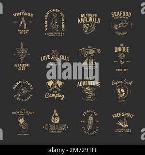 Motivational vintage badge set logo vector Stock Vector
