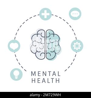 Mental health understanding the brain vector Stock Vector