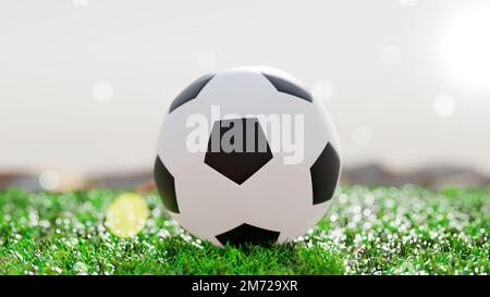 3D Photo render Background for advertising and wallpaper in sports and football scene. 3D rendering in decorative concept. Stock Photo