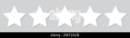 White five stars quality rating icons. 5 stars icon. Five star sign ...