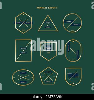 Simple golden logos and labels vector set Stock Vector