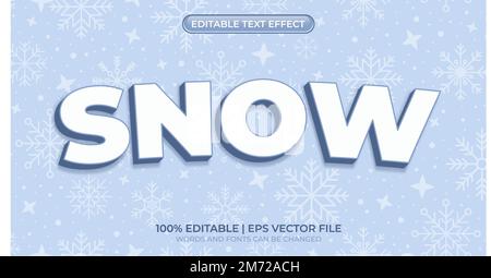 Editable text style effect. Snow text style. Snow text effect. Editable frozen and cold text style. Vector illustration Stock Vector
