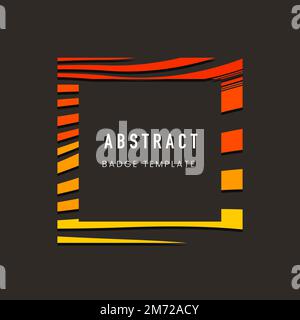 Orange square abstract badge template vector Stock Vector