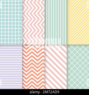 Pastel mixed seamless pattern vector set Stock Vector