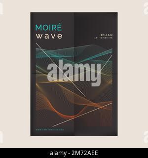 Black moiré wave art exhibition poster vector Stock Vector