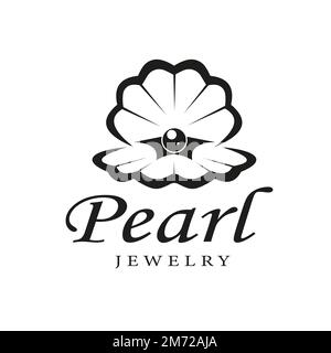 Shell silhouette design inspiration with pearl jewelry, a symbol of luxury Stock Vector