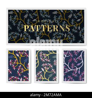 Colorful nature seamless patterned backgrounds set vector Stock Vector