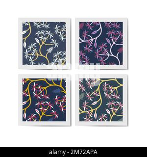 Colorful nature seamless patterned backgrounds set vector Stock Vector