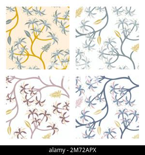 Pastel nature seamless patterned backgrounds set vector Stock Vector