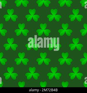 Green clover leaves seamless pattern. Minimal vector background. Clover sign symbol pattern. Vector illustration Stock Vector