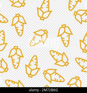 Seamless pattern with corns. Vegetable summer pattern. Colorful bright vegetable seamless pattern. Vector illustration Stock Vector