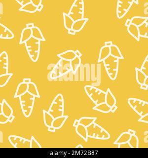 Seamless pattern with corns. Vegetable summer pattern. Colorful bright vegetable seamless pattern. Vector illustration Stock Vector