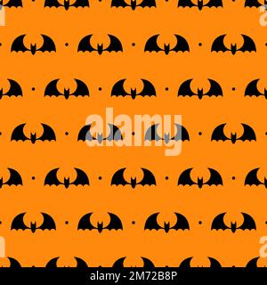 Vector seamless pattern with black bats. Bats silhouette seamless pattern. Scary endless background with flittermouse. Vector illustration Stock Vector