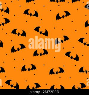Vector seamless pattern with black bats. Bats silhouette seamless pattern. Scary endless background with flittermouse. Vector illustration Stock Vector