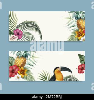 Frame with tropical vintage illustration Stock Vector