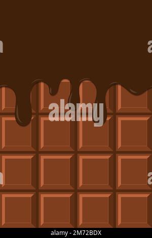 Bright food card. Chocolate and choco glaze. Chocolate pattern. Chocolate glaze pattern. Inscription chocolate dripping glaze. Vector illustration Stock Vector