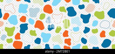 Abstract blob seamless pattern. Abstract blotch shape. Liquid shape elements. Fluid dynamical colored forms banner. Liquid shape elements. Vector illu Stock Vector