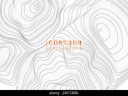 Black and white abstract map contour lines background Stock Vector