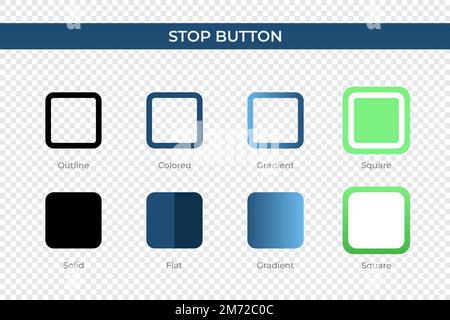 Stop Button icon in different style. Stop Button vector icons designed in outline, solid, colored, gradient, and flat style. Symbol, logo illustration Stock Vector