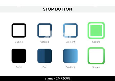 Stop Button icon in different style. Stop Button vector icons designed in outline, solid, colored, gradient, and flat style. Symbol, logo illustration Stock Vector