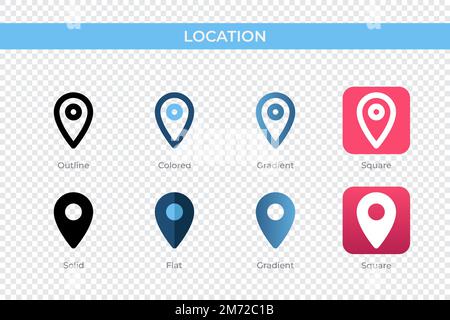 location icon in different style. location vector icons designed in outline, solid, colored, gradient, and flat style. Symbol, logo illustration. Vect Stock Vector