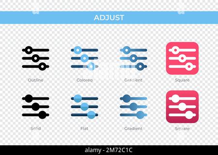 adjust icon in different style. adjust vector icons designed in outline, solid, colored, gradient, and flat style. Symbol, logo illustration. Vector i Stock Vector