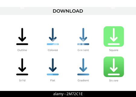 Download icon in different style. Download vector icons designed in outline, solid, colored, gradient, and flat style. Symbol, logo illustration. Vect Stock Vector