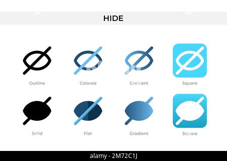 hide icon in different style. hide vector icons designed in outline, solid, colored, gradient, and flat style. Symbol, logo illustration. Vector illus Stock Vector
