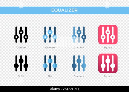 equalizer icon in different style. equalizer vector icons designed in outline, solid, colored, gradient, and flat style. Symbol, logo illustration. Ve Stock Vector