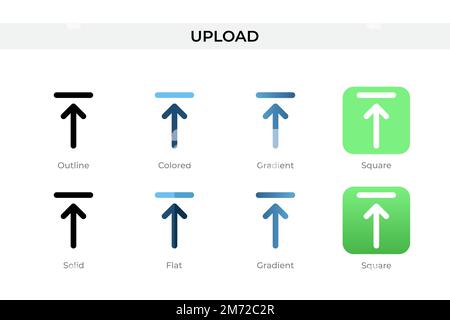 Upload icon in different style. Upload vector icons designed in outline, solid, colored, gradient, and flat style. Symbol, logo illustration. Vector i Stock Vector