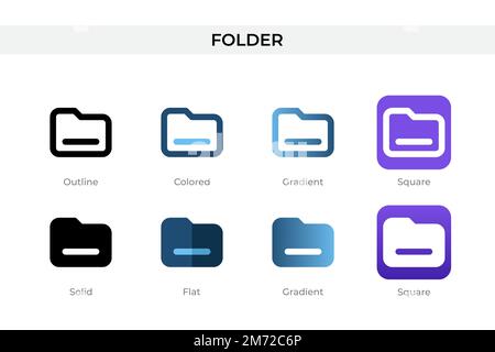 folder icon in different style. folder vector icons designed in outline, solid, colored, gradient, and flat style. Symbol, logo illustration. Vector i Stock Vector