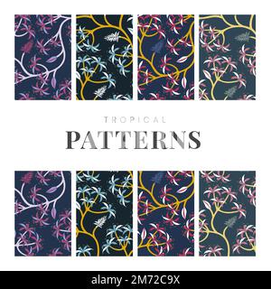 Colorful nature seamless patterned backgrounds set vector Stock Vector