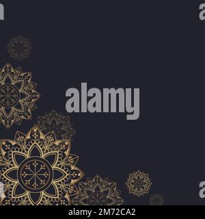 Gold mandala pattern on black background vector Stock Vector