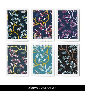 Colorful nature seamless patterned backgrounds set vector Stock Vector