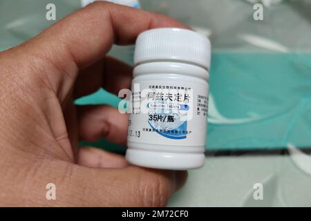 SHANGHAI, CHINA - JANUARY 6, 2023 - Azvudine tablets in Shanghai, China, January 6, 2022. Azvudine tablet is an oral small-molecule COVID-19 treatment Stock Photo