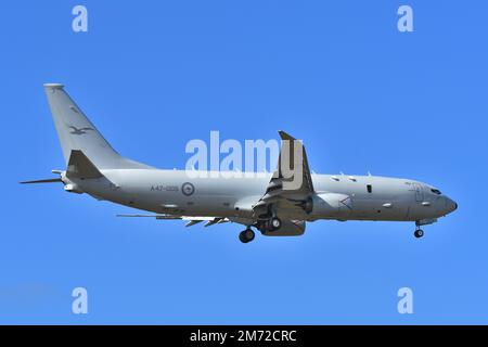 Kanagawa Prefecture, Japan - November 12, 2022: Royal Australian Air Force Boeing P-8A Poseidon Multimission Maritime Aircraft. Stock Photo