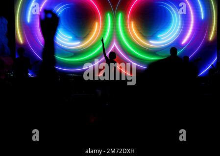 Blur lighting festival entertainment concert on stage. Stock Photo