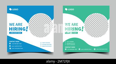 We are hiring job vacancy social media post banner design template with red color. We are hiring job vacancy square web banner design. Stock Vector