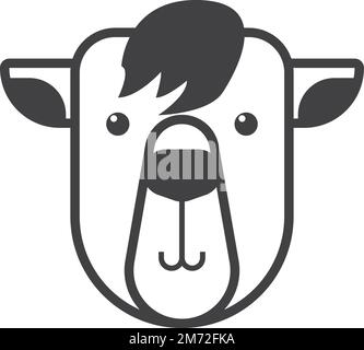 donkey face illustration in minimal style isolated on background Stock Vector