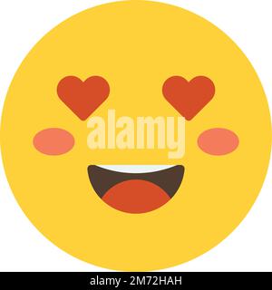 smiley face emoji with heart illustration in minimal style isolated on background Stock Vector