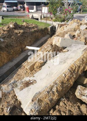 Slab Rubble Concrete rubble in a ditch on a construction site Stock Photo - Alamy