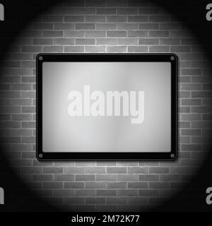 Metal frame on brick wall, vector eps10 illustration Stock Vector