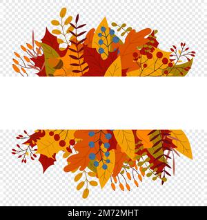 Autumn vector banner of leaves and branches. Hello autumn falling leaves. Autumnal foliage fall and popular leaves. Autumn design. Vector illustration Stock Vector