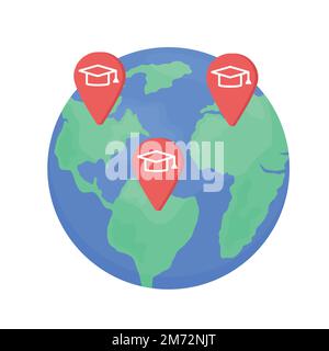 International universities semi flat color vector objects Stock Vector