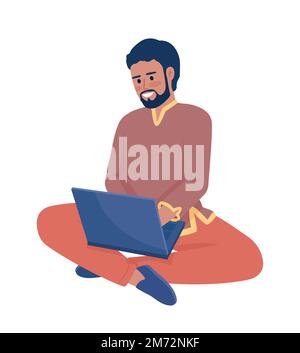 Man working semi flat color vector character Stock Vector